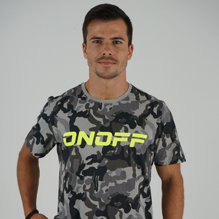 Camouflage T-shirt With Neon Color Print