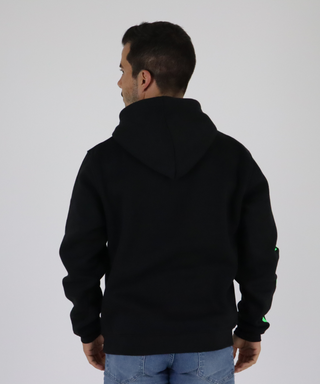 Black Sweatshirt With Hood, Printed In Neon Colors