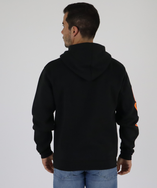 Black Sweatshirt With Hood, Printed In Neon Colors